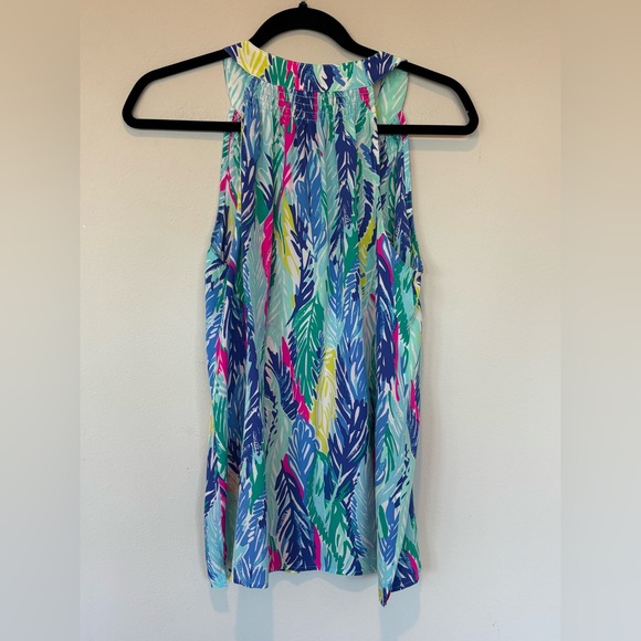 Lilly Pulitzer Multicolor Silk Feather Print Blouse - Picture 2 of 4